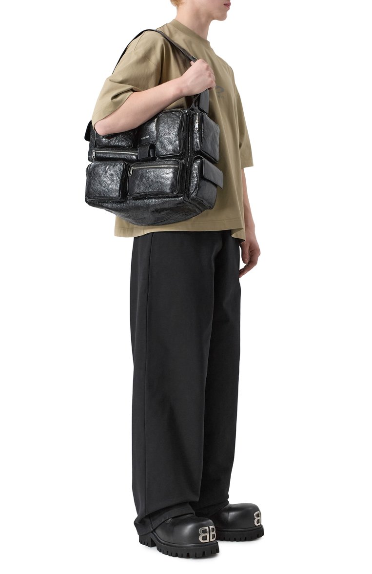 Мужская сумка superbusy large BALENCIAGA черного цвета, арт. 702168/210C8 | Фото 7 (Размер: large; Материал: Натуральная кожа)