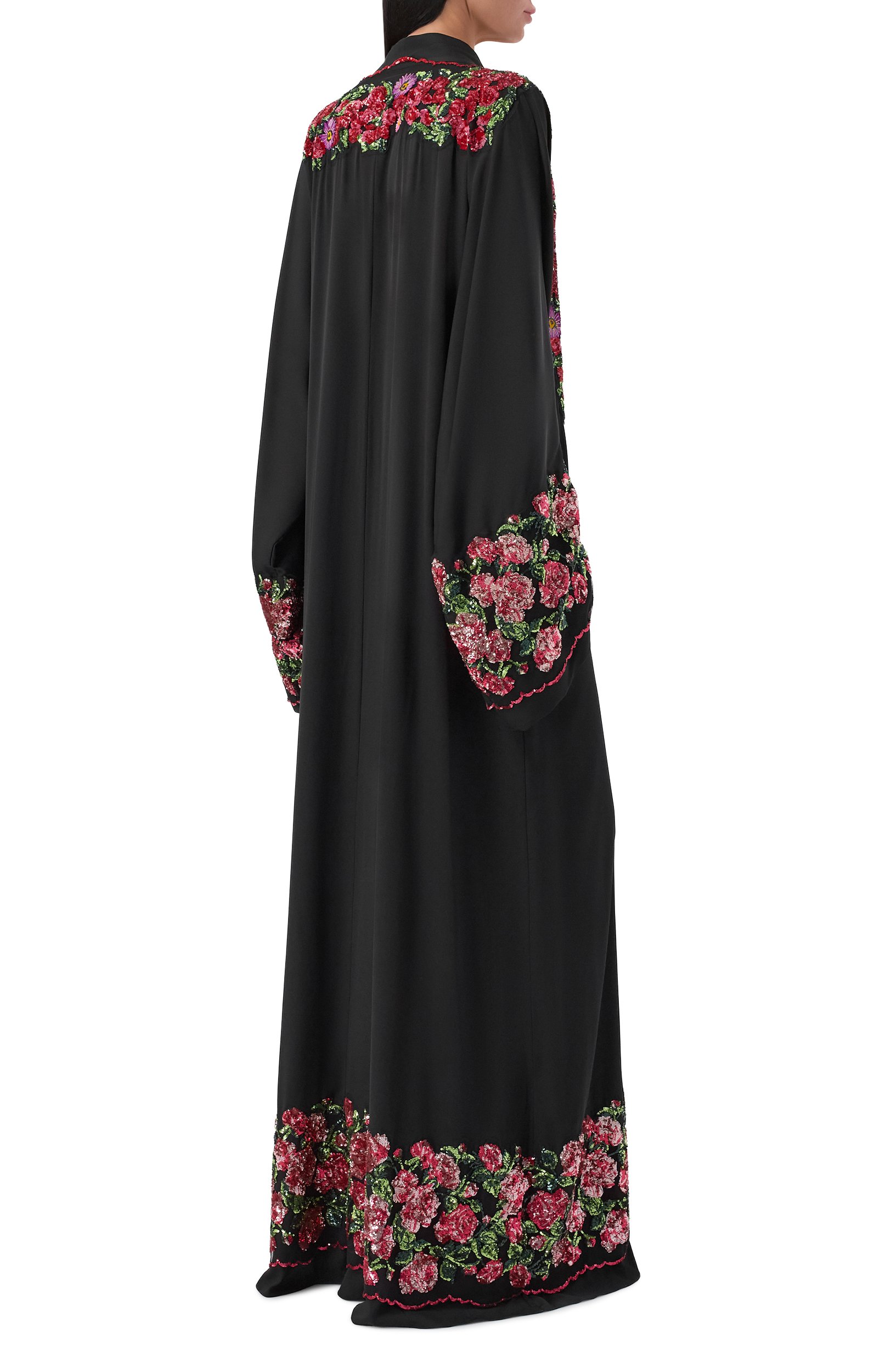 Шелковая абайя с цветочной вышивкой пайетками DOLCE & GABBANA, арт. 0102/F63R5Z/FUABF, фото 3