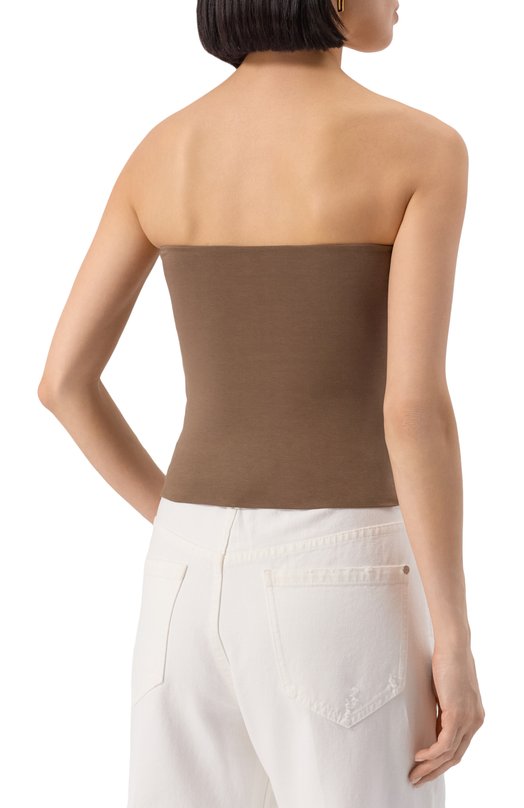 Хлопковый топ Brunello Cucinelli MPT1802B19 Коричневый  MPT1802B19 Фото 4