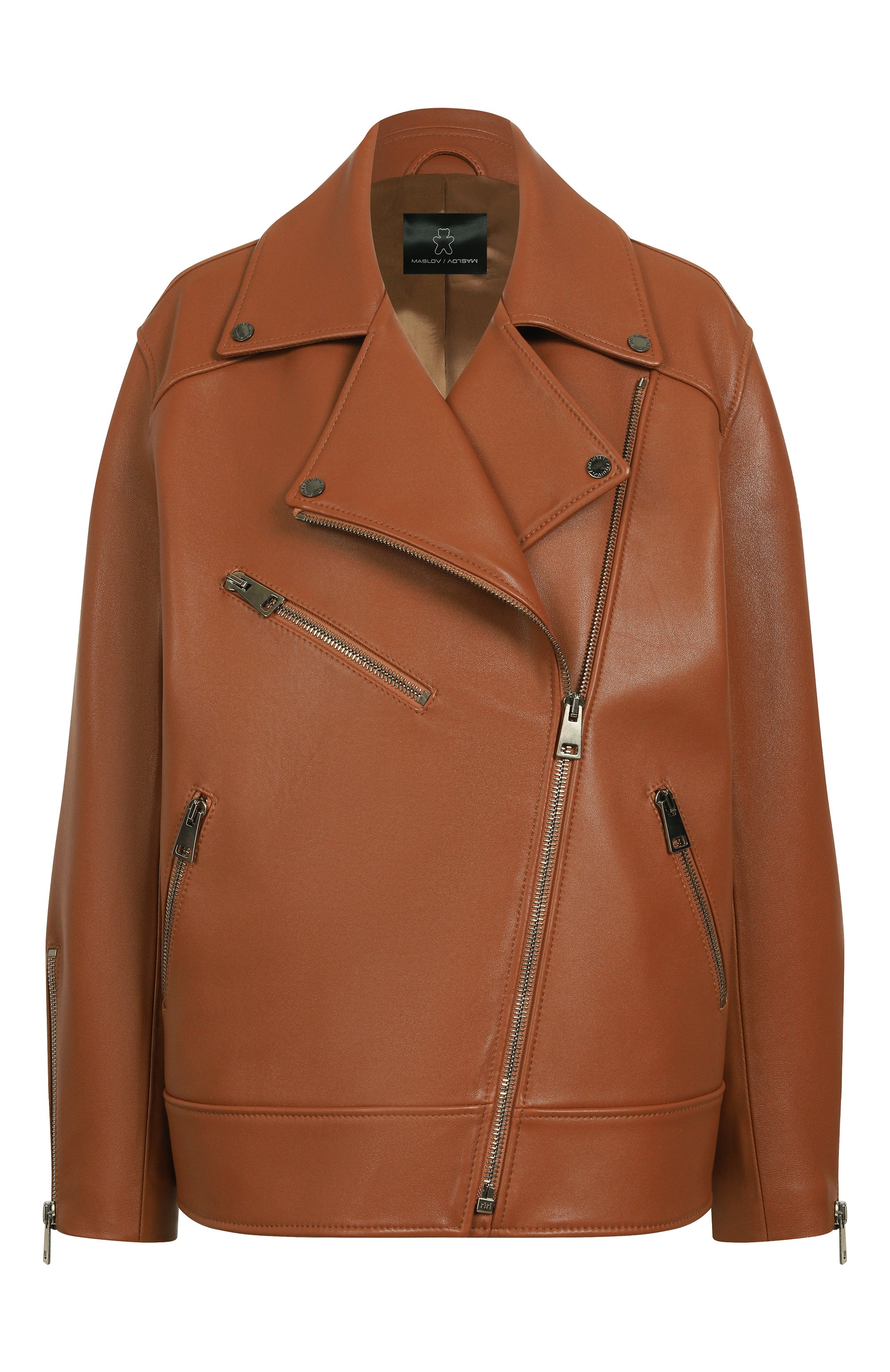 Кожаная куртка MASLOV коричневого цвета по цене 127600 руб., арт. SMW101, фото 1 Кожаная куртка MASLOV, арт. SMW101, фото 1
