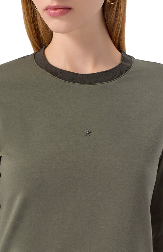 Хлопковый лонгслив Lorena Antoniazzi TS10A/4577 Хаки  TS10A/4577 Фото 5