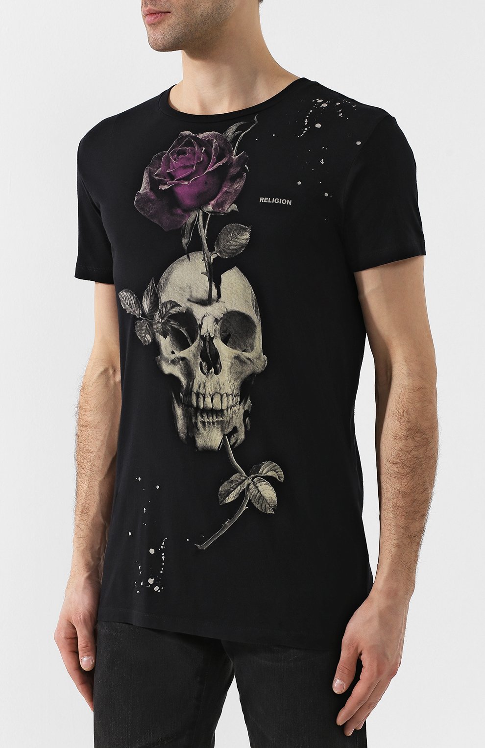 Хлопковая футболка RELIGION черного цвета по цене 5480 руб., арт. 48BGSG05, фото 3 Хлопковая футболка RELIGION, арт. 48BGSG05, фото 3