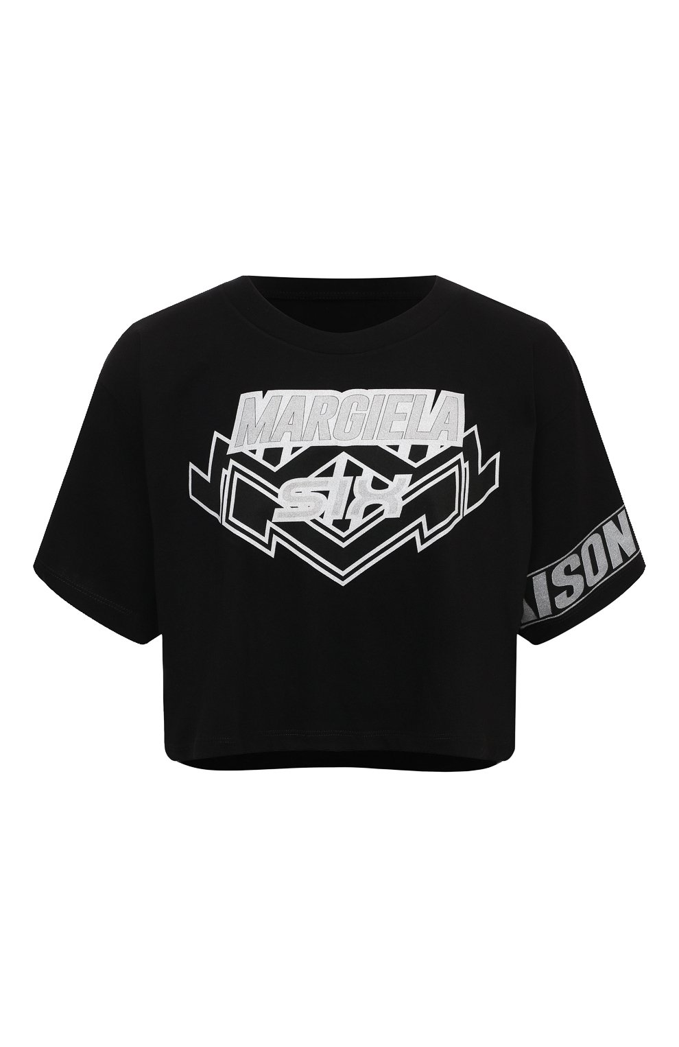 Хлопковая футболка MM6 черного цвета по цене 26600 руб., арт. S52GC0176/S23588, фото 1 Хлопковая футболка MM6, арт. S52GC0176/S23588, фото 1