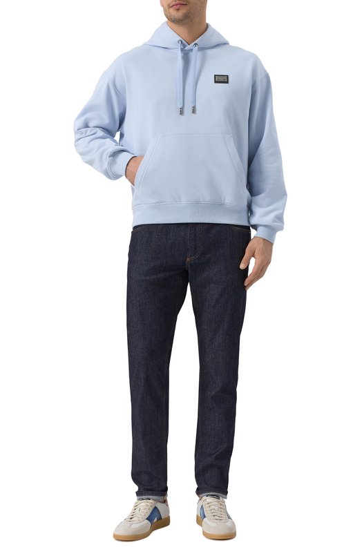 Хлопковое худи Dolce & Gabbana G9ZU0T/G7F2G Голубой  G9ZU0T/G7F2G Фото 2