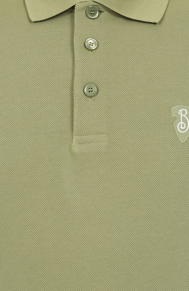 Мужское хлопковое поло BURBERRY салатового цвета, арт. 8105140 | Фото 6 (Длина (для топов): Стандартные; Материал внешний: Хлопок; Рукава: Короткие; Стили: Кэжуэл; Застежка: Пуговицы; Принт: Без принта; Мужское Кросс-КТ: Футболка-одежда; Кросс-КТ: Джерси; Автоматизация ТО: Проставлено; Автоматизация состава: Проставлено)