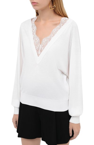 Пуловер из шерсти и шелка CHLOÉ белого цвета по цене 123000 руб., арт. CHC20AMP98950, фото 3 Пуловер из шерсти и шелка CHLOÉ, арт. CHC20AMP98950, фото 3