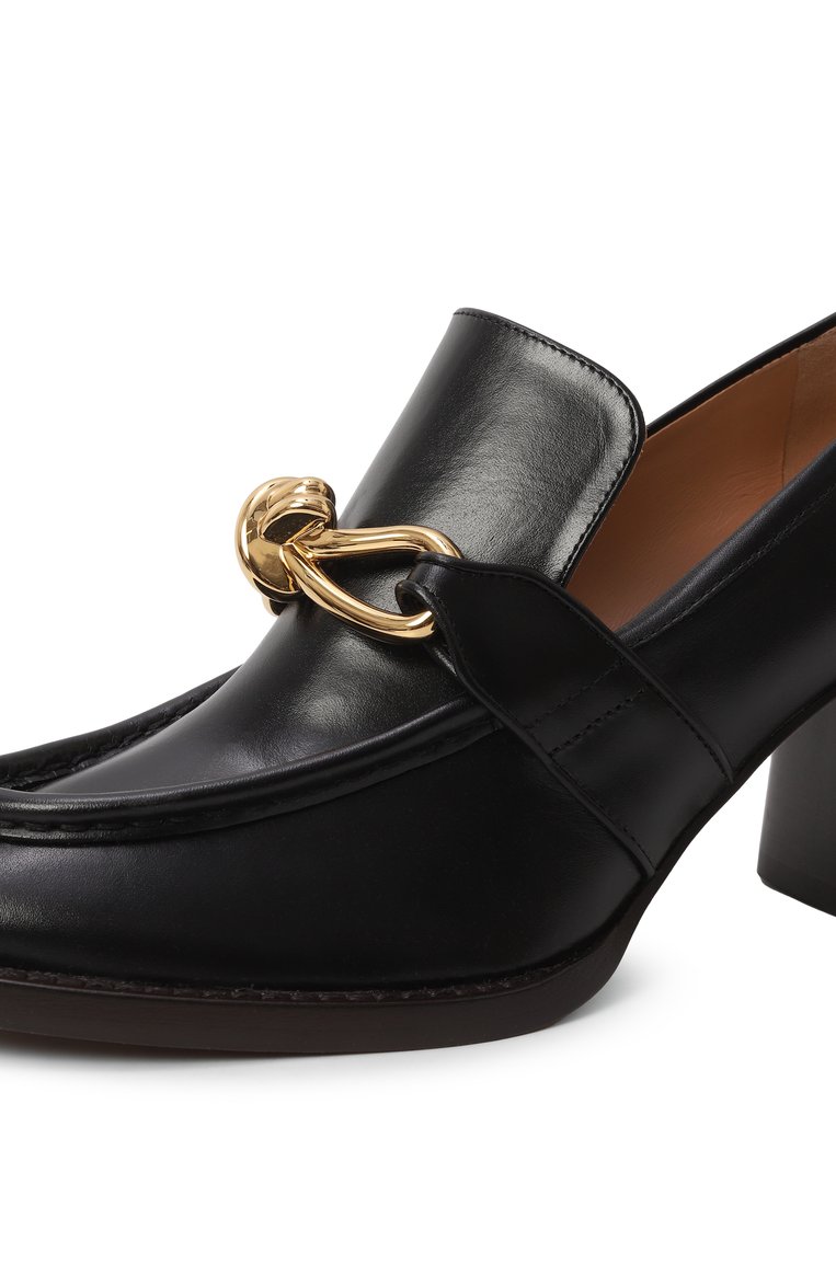 Женские кожаные туфли astaire BOTTEGA VENETA черного цвета, арт. 806793 V4R30 | Фото 7 (Драгоценные камни: Проставлено; Каблук высота: Средний; Материал сплава: Проставлено; Подошва: Плоская; Материал внешний: Натуральная кожа; Каблук тип: Устойчивый)