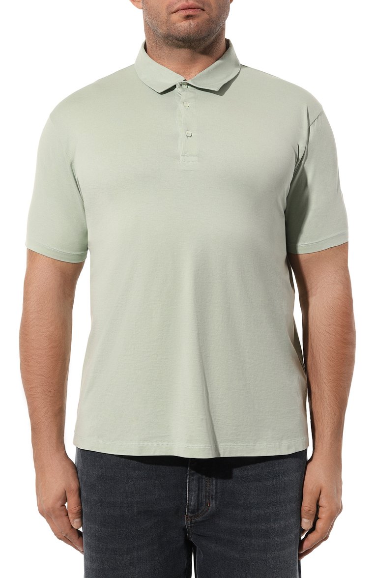 Мужское хлопковое поло VAN LAACK салатового цвета, арт. PAP0S/Z20044/3XL | Фото 3 (Рукава: Короткие; Длина (для топов): Стандартные; Материал внешний: Хлопок; Стили: Кэжуэл; Застежка: Пуговицы; Принт: Без принта; Мужское Кросс-КТ: Футболка-одежда; Автоматизация состава: Проставлено; Автоматизация ТО: Проставлено; Детали: Без декора)