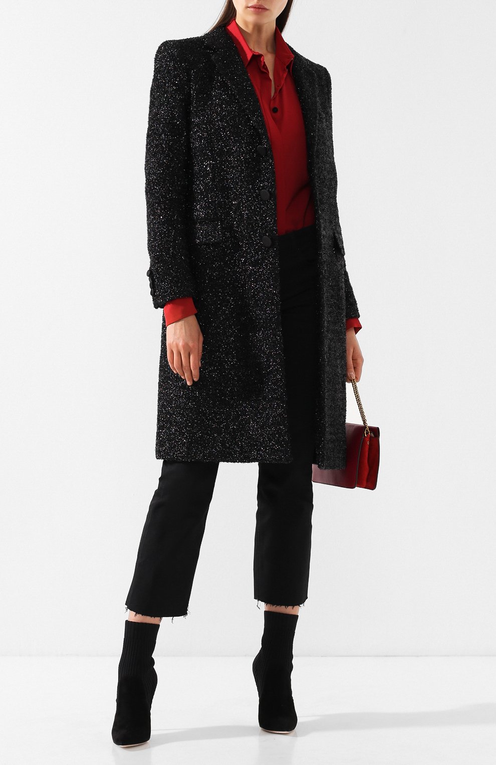 Пальто прямого кроя с отложным воротником SAINT LAURENT, арт. 517798/Y827T, фото 2