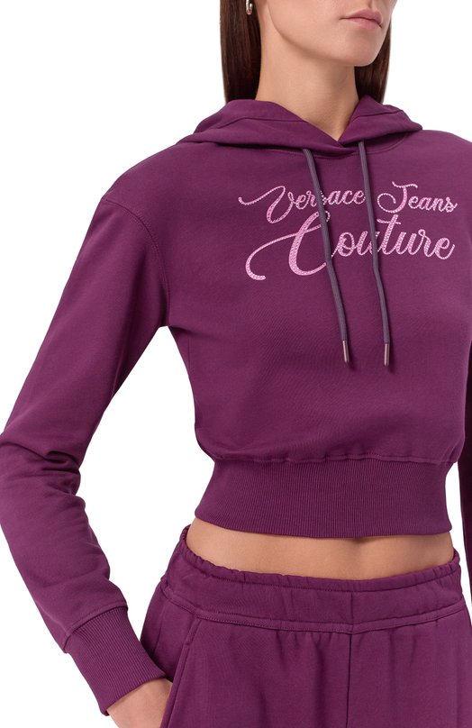 Хлопковое худи Versace Jeans Couture 79HAIT05/CF01T Фиолетовый  79HAIT05/CF01T Фото 5