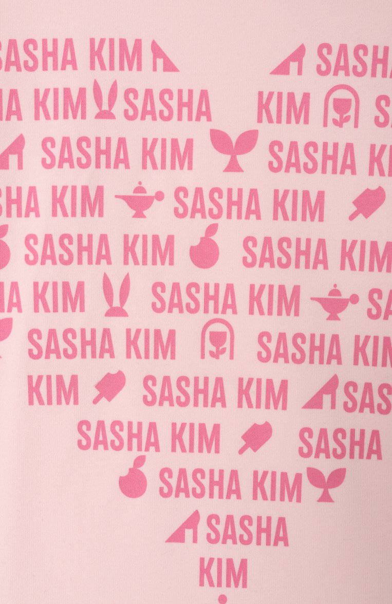 Детская хлопковая футболка SASHA KIM светло-розового цвета, арт. УТ-00000622 | Фото 3 (Рукава: Короткие; Материал внешний: Хлопок; Девочки Кросс-КТ: футболка-одежда; Ростовка одежда: 7 лет | 122 см, 12 лет | 152 см, 9 лет | 134 см)