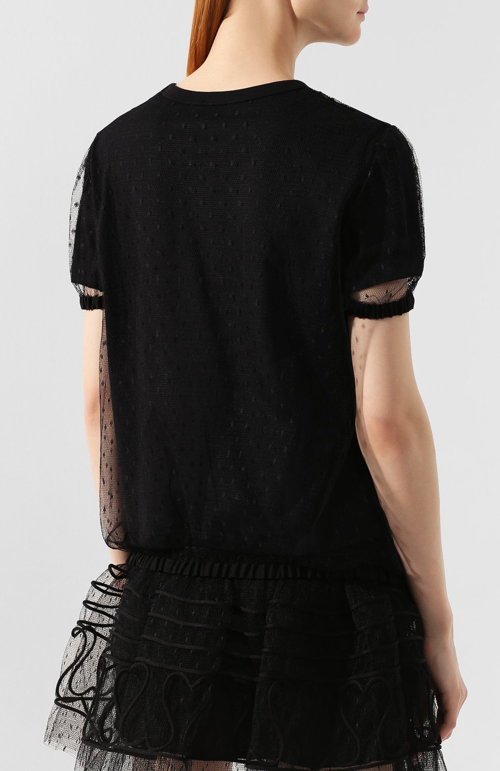 Хлопковый топ REDVALENTINO черного цвета по цене 17100 руб., арт. SR3MG01F/4FA, фото 4 Хлопковый топ REDVALENTINO, арт. SR3MG01F/4FA, фото 4