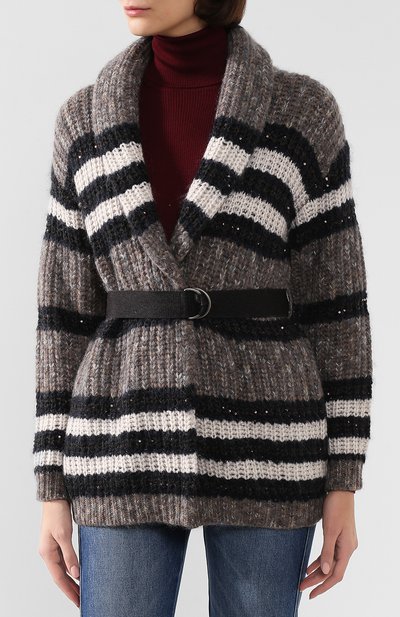 Кардиган с поясом BRUNELLO CUCINELLI темно-синего цвета по цене 329500 руб., арт. M4Q361906, фото 3 Кардиган с поясом BRUNELLO CUCINELLI, арт. M4Q361906, фото 3