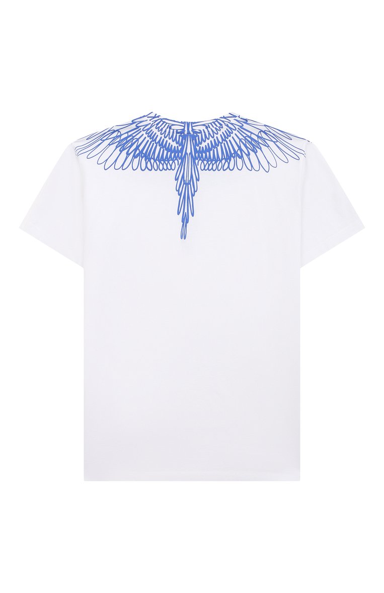 Детская хлопковая футболка MARCELO BURLON KIDS OF MILAN белого цвета, арт. 21E/B/MB/1100/0010/2-6Y | Фото 2 (Рукава: Короткие; Материал внешний: Хлопок; Региональные ограничения белый список (Axapta Mercury): RU; Мальчики Кросс-КТ: Футболка-одежда; Материал сплава: Проставлено; Драгоценные камни: Проставлено; Ростовка одежда: 4 года | 104 см, 6 лет | 116 см)