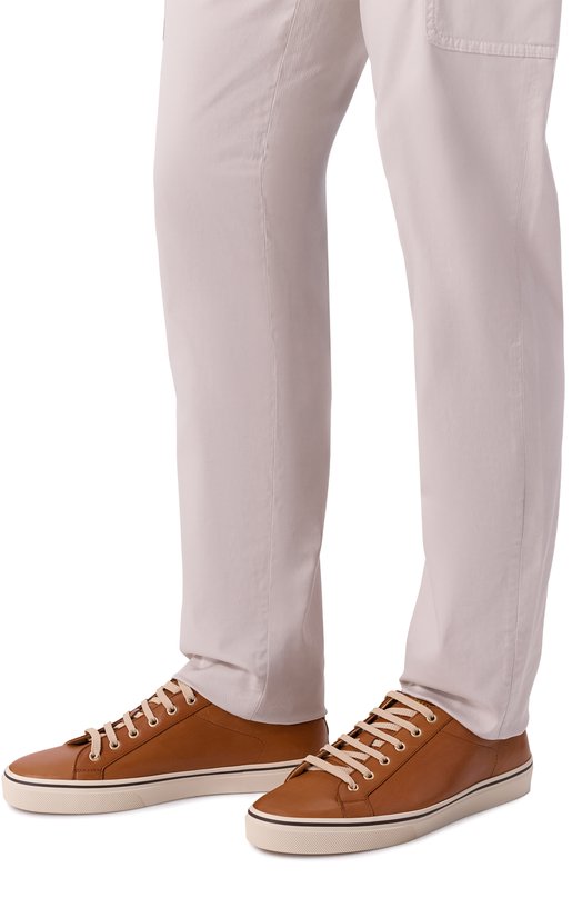 Кожаные кеды Brunello Cucinelli MZUSASP341 Коричневый  MZUSASP341 Фото 3