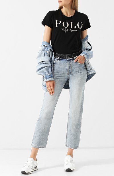 Хлопковая футболка с круглым вырезом и логотипом бренда POLO RALPH LAUREN черного цвета по цене 9615 руб., арт. 211719204, фото 2 Хлопковая футболка с круглым вырезом и логотипом бренда POLO RALPH LAUREN, арт. 211719204, фото 2