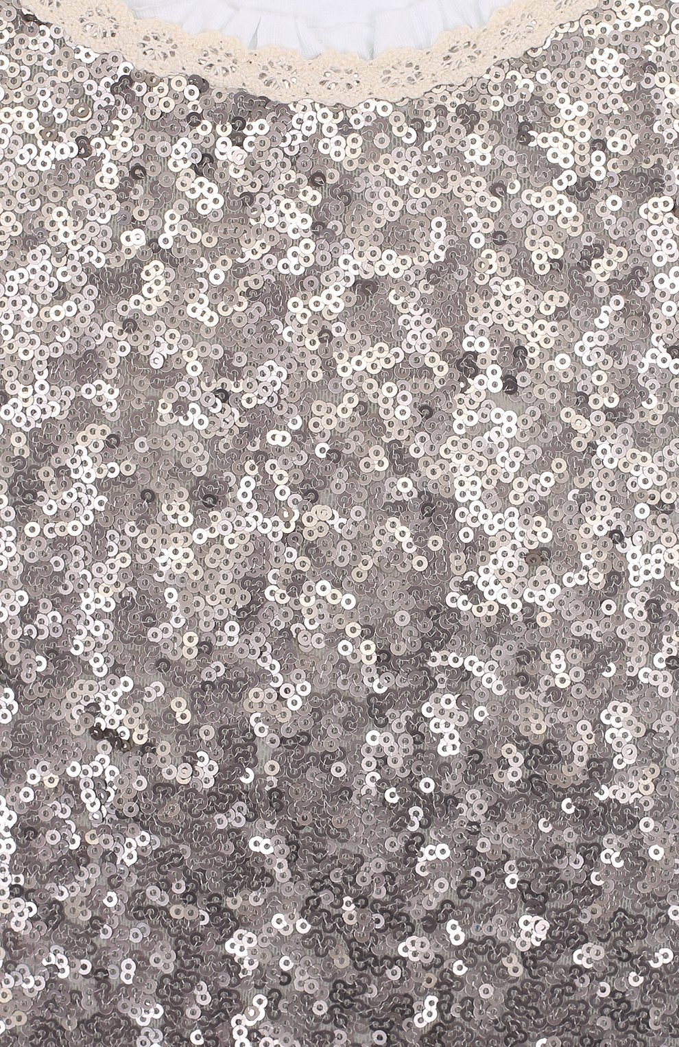 Хлопковая футболка с кружевной отделкой и пайетками TWINSET, арт. GS82RN/12A-16A, фото 3