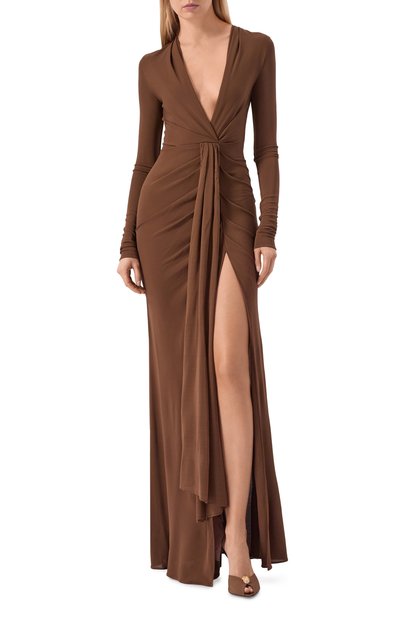 Платье из вискозы GIUSEPPE DI MORABITO коричневого цвета по цене 99500 руб., арт. 06PSDR513 16300, фото 2 Платье из вискозы GIUSEPPE DI MORABITO, арт. 06PSDR513 16300, фото 2