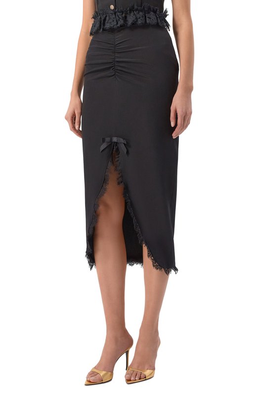 Шелковая юбка Alessandra Rich FABX4283/F3057 Чёрный  FABX4283/F3057 Фото 3