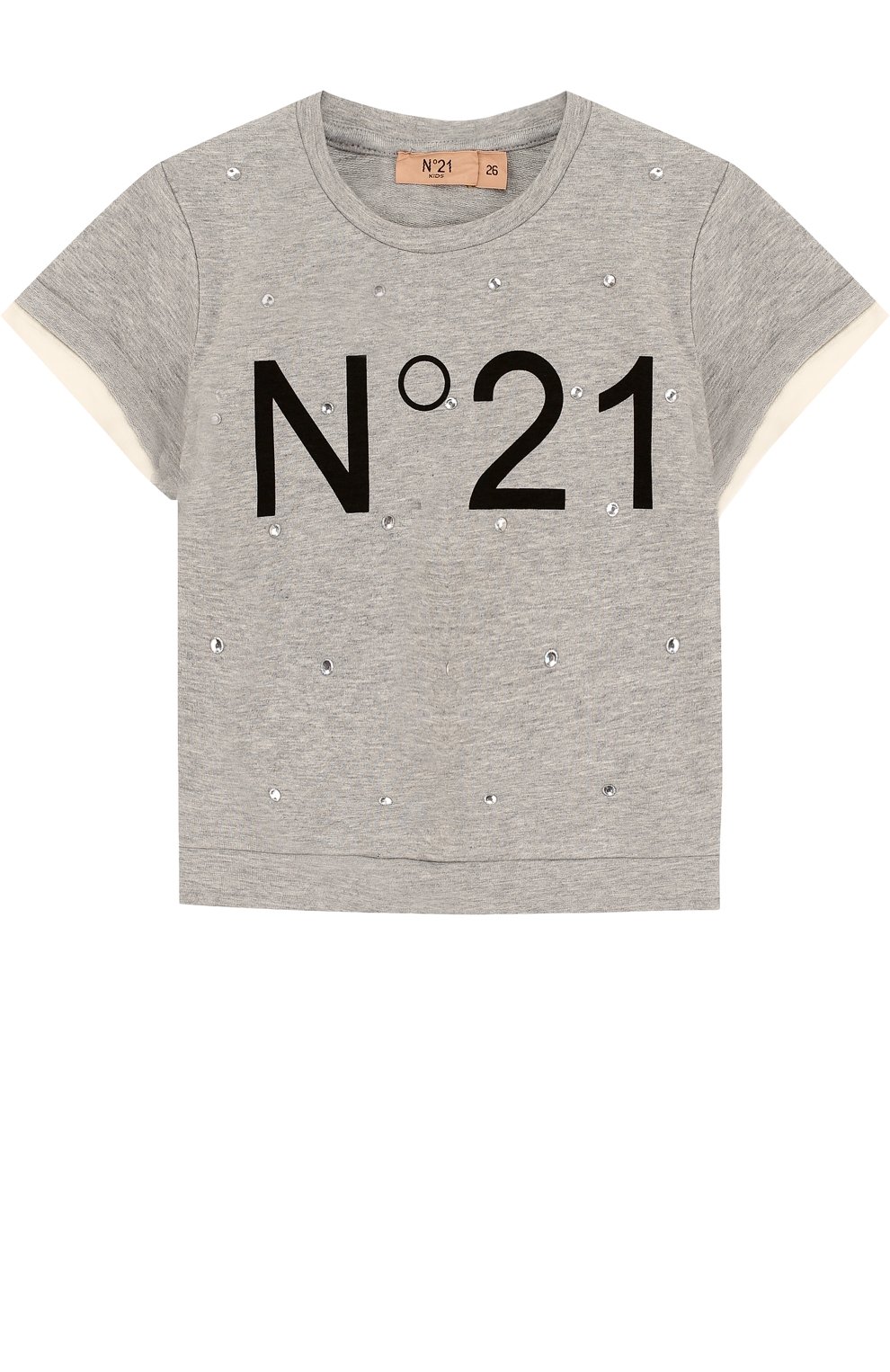 Хлопковый свитшот со стразами и короткими рукавами N21, арт. 08 X/K805/3440/26-32, фото 1