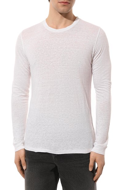 Льняной лонгслив 120% LINO белого цвета по цене 21950 руб., арт. Y0M70F4/000E908/S00, фото 3 Льняной лонгслив 120% LINO, арт. Y0M70F4/000E908/S00, фото 3