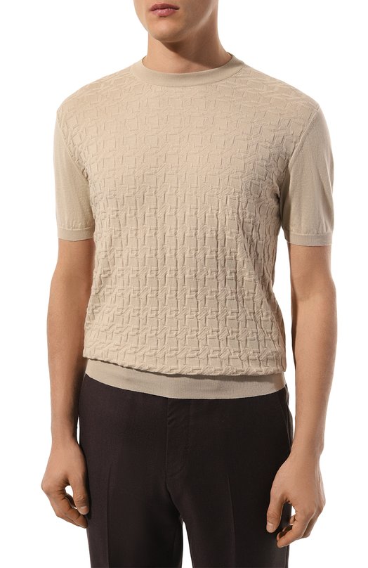 Хлопковый джемпер Kiton UMK0460K2 Бежевый  UMK0460K2 Фото 3