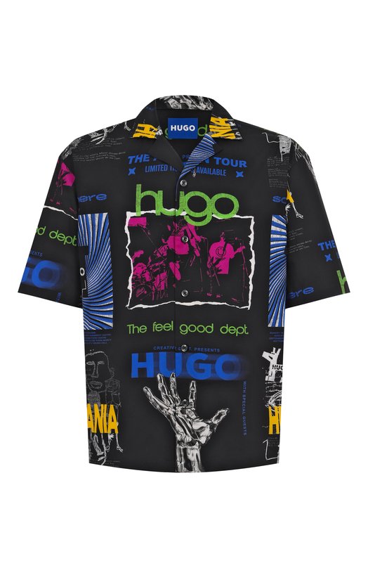 Хлопковая рубашка HUGO Blue 50545357 Чёрный 50545357