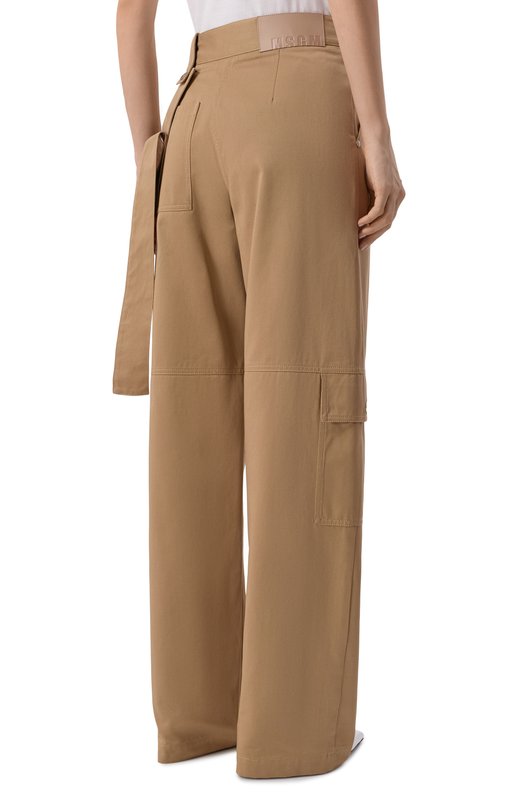 Хлопковые брюки-карго MSGM 4041MDP06/267104 Бежевый  4041MDP06/267104 Фото 4