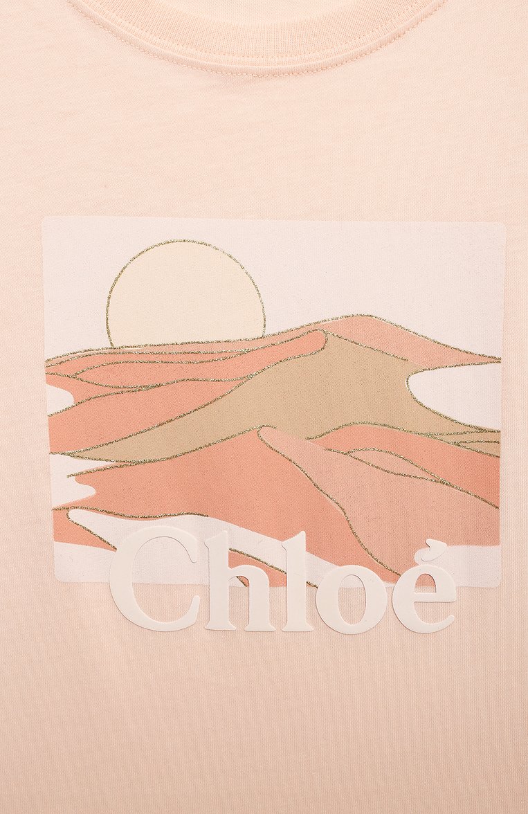 Детское хлопковое платье CHLOÉ светло-розового цвета, арт. C12812 | Ф�ото 3 (Девочки Кросс-КТ: Платье-одежда; Материал внешний: Хлопок; Рукава: Короткие; Случай: Повседневный; Региональные ограничения белый список (Axapta Mercury): RU, Не проставлено; Драгоценные камни: Проставлено; Материал сплава: Проставлено)