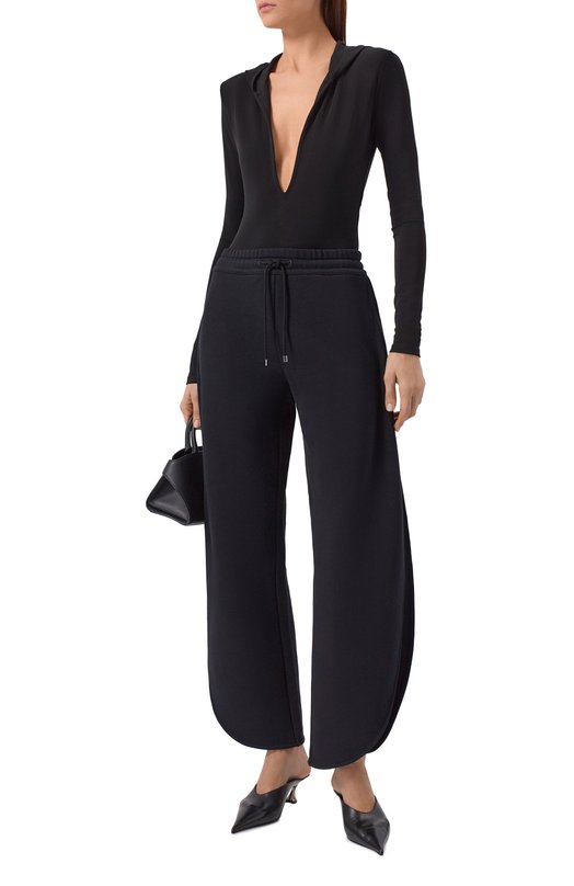 Хлопковые брюки Alaia AA9P1299J094C Чёрный  AA9P1299J094C Фото 2