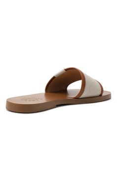 Женские шлепанцы BALLY бежевого цвета, арт. WF0040/TE042 | Фото 5 (Материал внешний: Натуральная кожа, Текстиль; Подошва: Плоская; Материал внутренний: Натуральная кожа; Каблук высота: Низкий)