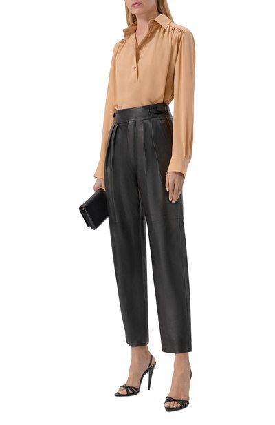 Женские кожаные брюки SAINT LAURENT, арт. 858508/Y50A2