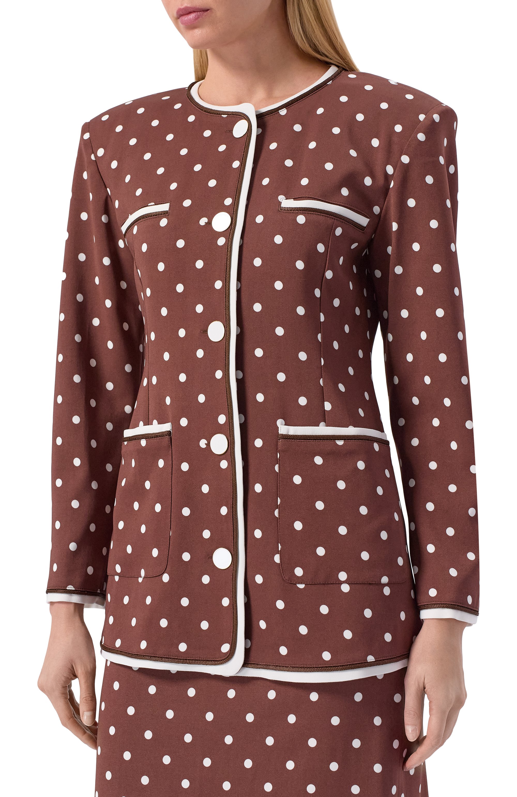 Жакет из вискозы ROWEN ROSE коричневого цвета по цене 138500 руб., арт. JCK_RR402_L, фото 3 Жакет из вискозы ROWEN ROSE, арт. JCK_RR402_L, фото 3