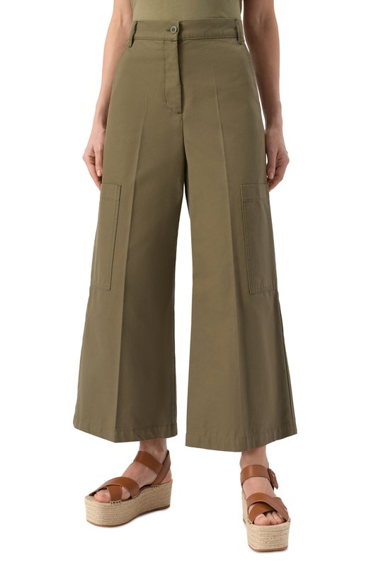 Хлопковые брюки-карго Weekend Max Mara QUIZ Хаки  QUIZ Фото 3