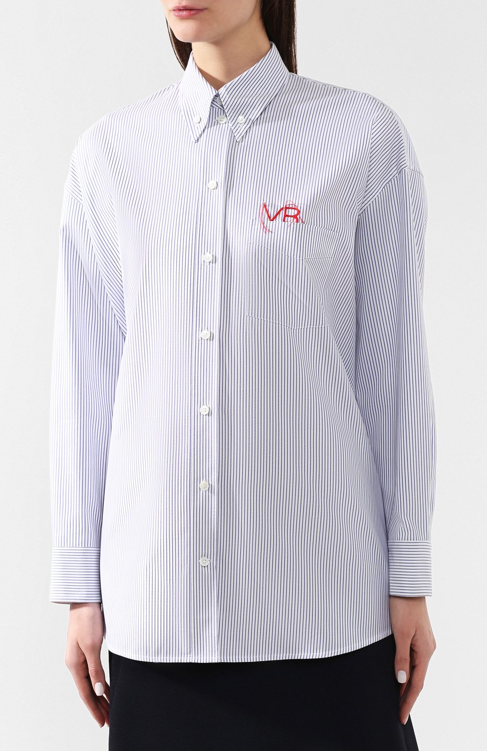 Хлопковая рубашка VICTORIA BECKHAM, арт. SH 0VR 1734B PSS19 0XF0RD STRIPE, фото 3