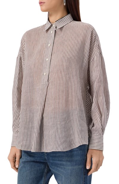 Рубашка изо льна и шелка BRUNELLO CUCINELLI, арт. MH756NL405, фото 3