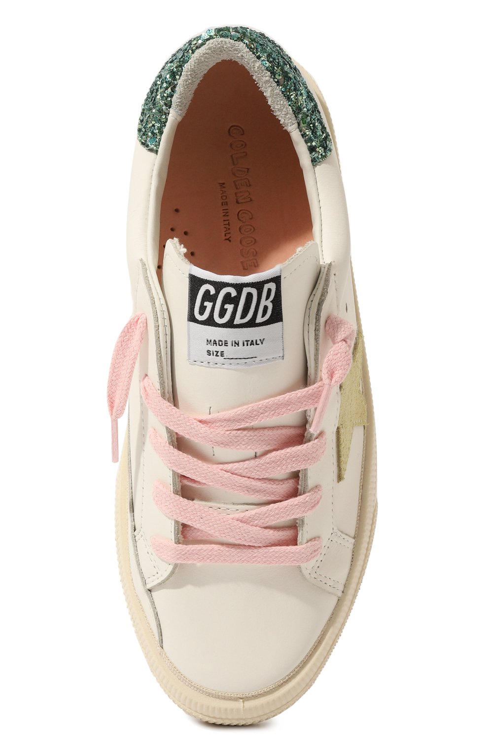 Кожаные кеды may GOLDEN GOOSE DELUXE BRAND белого цвета по цене 32400 руб., арт. GYF00112.F003302, фото 4 Кожаные кеды may GOLDEN GOOSE DELUXE BRAND, арт. GYF00112.F003302, фото 4