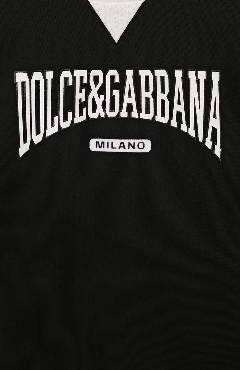 Детский хлопковый свитшот DOLCE & GABBANA черного цвета, арт. L4JWKR/G7N1J | Фото 3 (Материал внешний: Хлопок; Материал сплава: Проставлено; Драгоценные камни: Проставлено; Рукава: Длинные; Мальчики Кросс-КТ: Свитшот-одежда; Ростовка одежда: 12 лет | 152 см, 8 лет | 128 см, 5 лет | 110 см, 3 года | 98 см, 2 года | 92 см, 13 - 15 лет | 158 см, 4 года | 104 см, 10 - 11 лет | 140 - 146см, 6 лет | 116 см)