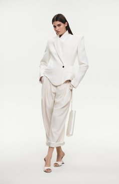 Женский жакет из вискозы и шерсти MUGLER белого цвета, арт. 25P1VE0390196 | Фото 8 (Рукава: Длинные; Длина (для топов): Стандартные; Материал внешний: Вискоза; Кросс-КТ: костюм; 1-2-бортные: Однобортные; Женское Кросс-КТ: Жакет-одежда; Стили: Кэжуэл)