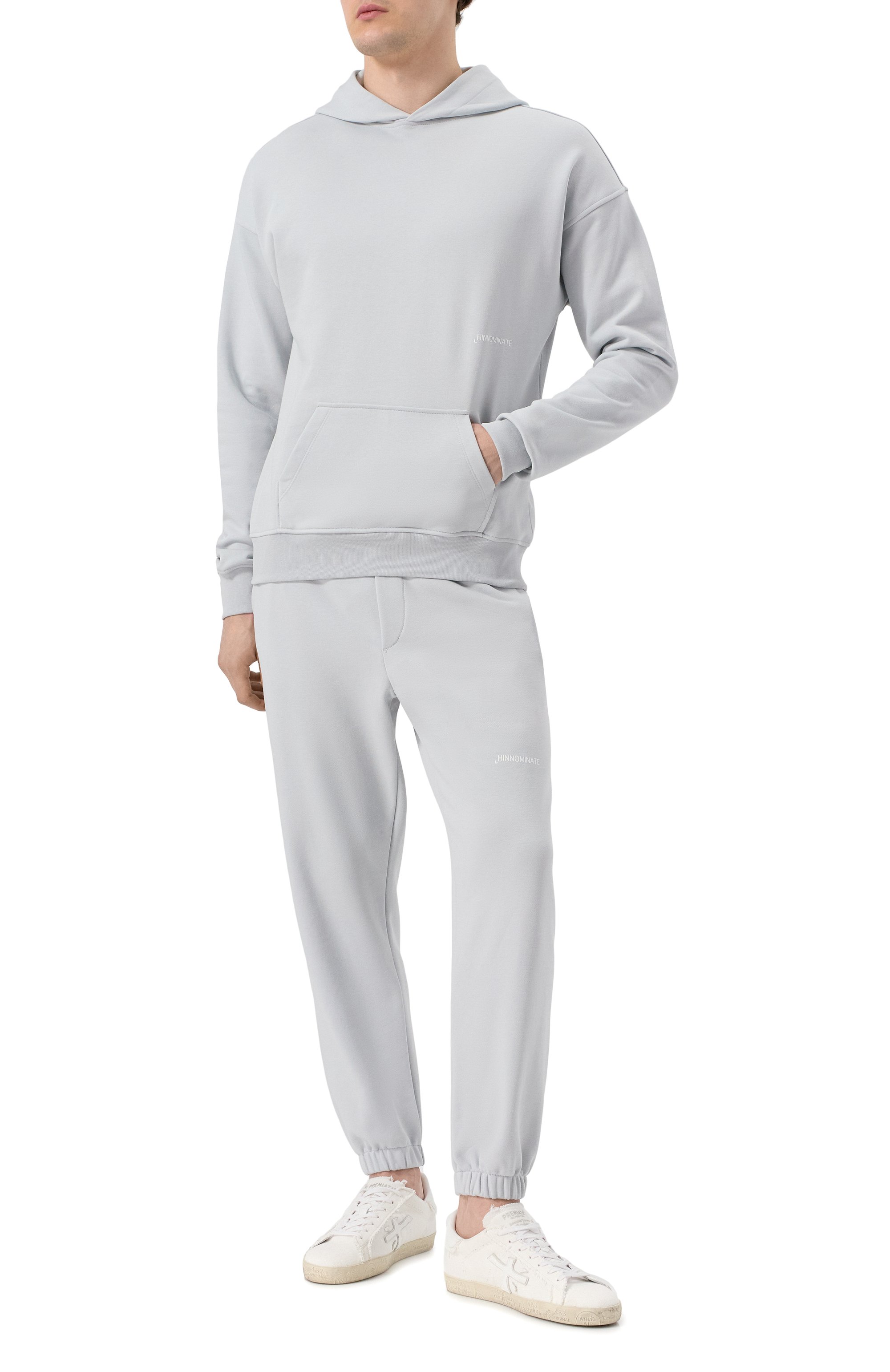 Хлопковое худи HINNOMINATE светло-серого цвета по цене 17550 руб., арт. HMABM01301, фото 2 Хлопковое худи HINNOMINATE, арт. HMABM01301, фото 2