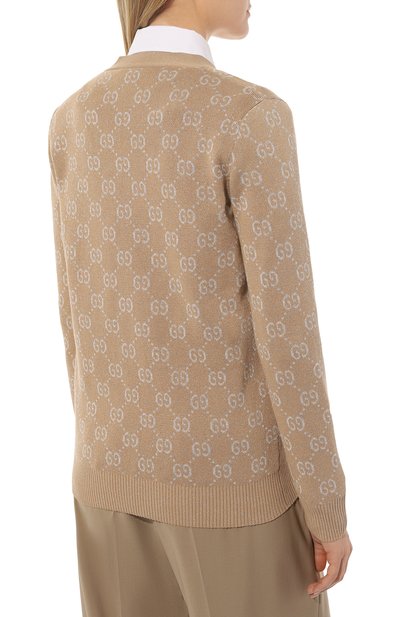 Хлопковый кардиган GUCCI бежевого цвета по цене 172800 руб., арт. 678434 XKB54, фото 4 Хлопковый кардиган GUCCI, арт. 678434 XKB54, фото 4