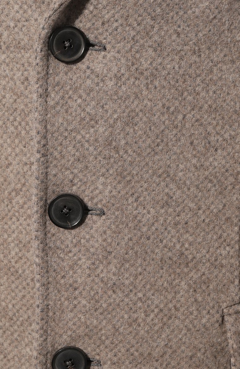 Мужской шерстяное пальто ZEGNA светло-бежевого цвета, арт. 4GJ3G0/689729A6 | Фото 5 (Длина (верхняя одежда): До середины бедра; Драгоценные камни: Проставлено; Материал внешний: Шерсть; Материал сплава: Проставлено; Рукава: Длинные; Стили: Кэжуэл; Мужское Кросс-КТ: пальто-верхняя одежда; 1-2-бортные: Однобортные)