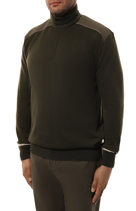 Шерстяной джемпер Paul&Shark 14311101 Хаки  14311101 Фото 3