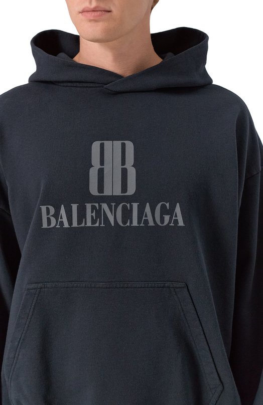 Хлопковое худи Balenciaga 767877/TSV03 Чёрный  767877/TSV03 Фото 5