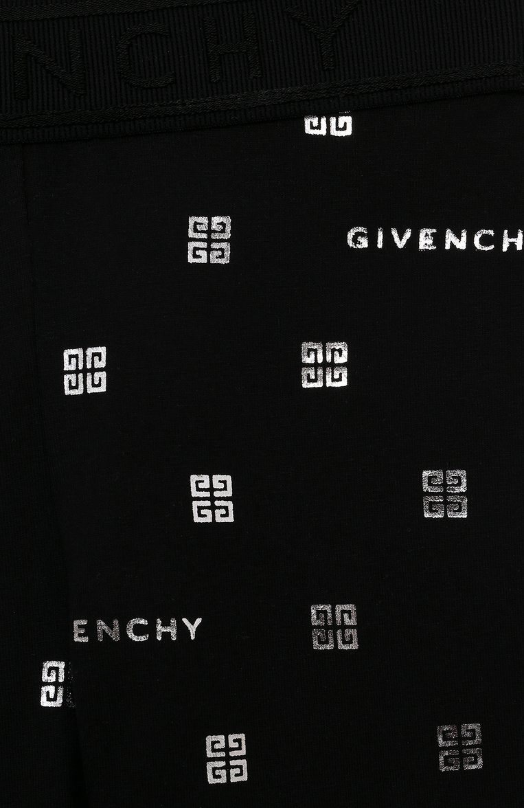 Детские хлопковые легинсы GIVENCHY черного цвета, арт. H14211/4A-5A | Фото 3 (Нос: Не проставлено; Материал внешний: Хлопок; Девочки Кросс-КТ: Леггинсы-одежда)
