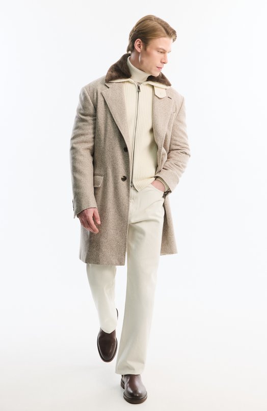 Пальто из кашемира и шелка Brioni R02Q0M/0D315 Бежевый  R02Q0M/0D315 Фото 6