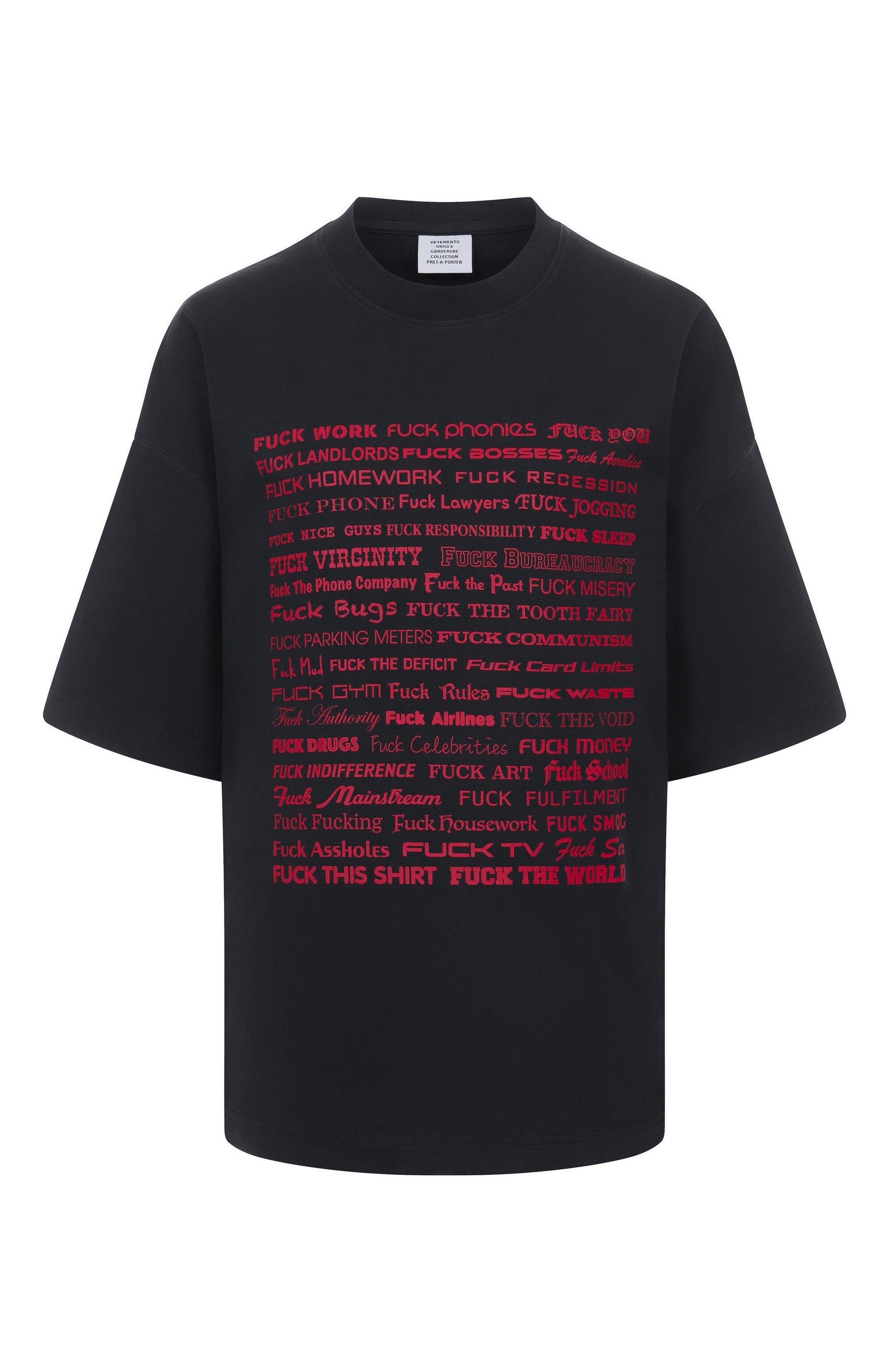 Хлопко вая футболка VETEMENTS, арт. UH76TR660B/1000 LIGHT JERSEY, фото 1