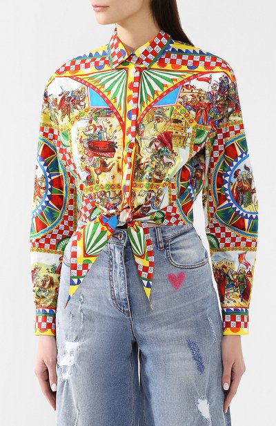 Хлопковая рубашка DOLCE & GABBANA разноцветного цвета по цене 85700 руб., арт. F5K68T/HP5VX, фото 3 Хлопковая рубашка DOLCE & GABBANA, арт. F5K68T/HP5VX, фото 3