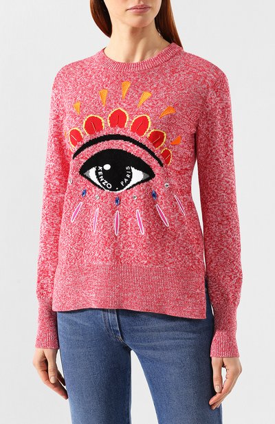 Хлопковый пуловер KENZO розового цвета по цене 42400 руб., арт. 2T05933XD, фото 3 Хлопковый пуловер KENZO, арт. 2T05933XD, фото 3