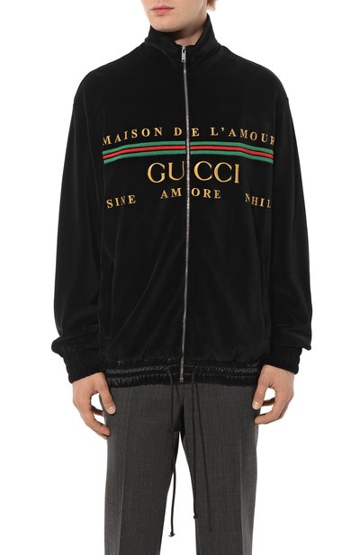 Хлопковый бомбер GUCCI черного цвета по цене 187200 руб., арт. 595533 XJBTD, фото 3 Хлопковый бомбер GUCCI, арт. 595533 XJBTD, фото 3